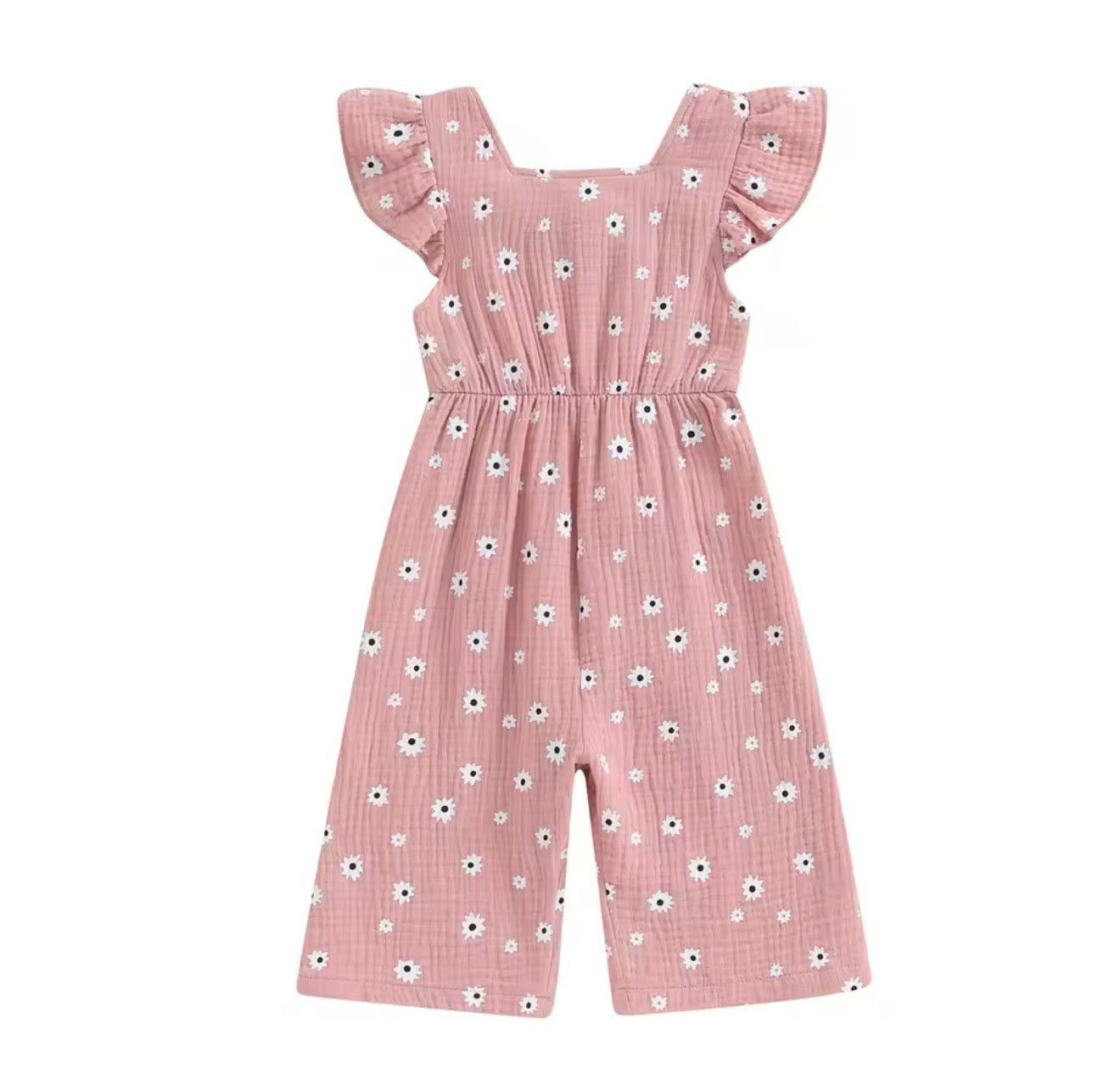 Pink Ruffle Sleeve Floral Jumpsuit
