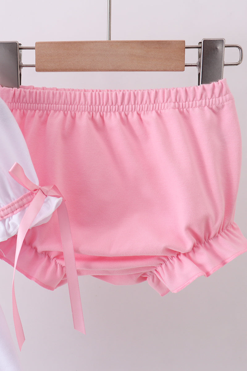 Pink & White Smocked Cross Bloomer Set