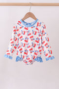 Blue cherry print rashguard