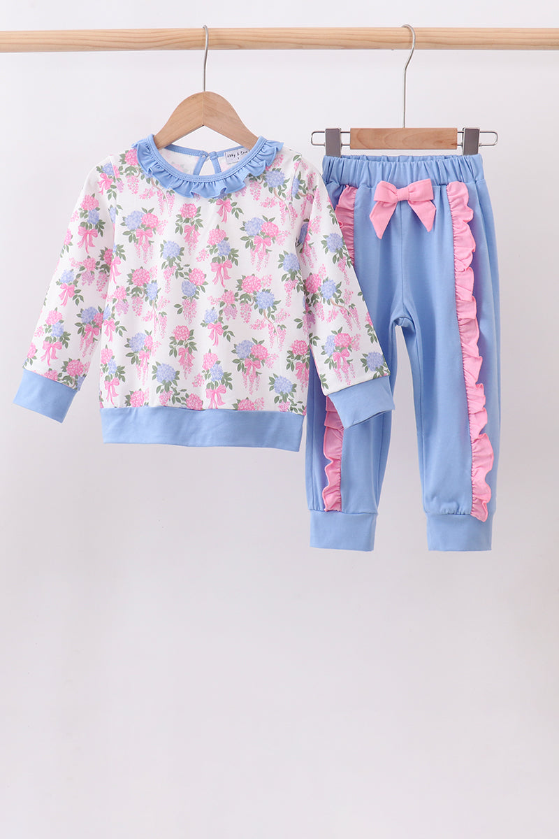 Blue floral jogger set
