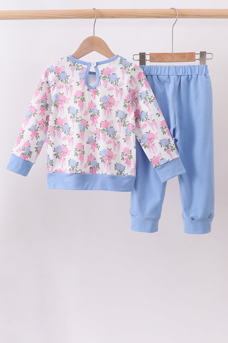 Blue floral jogger set