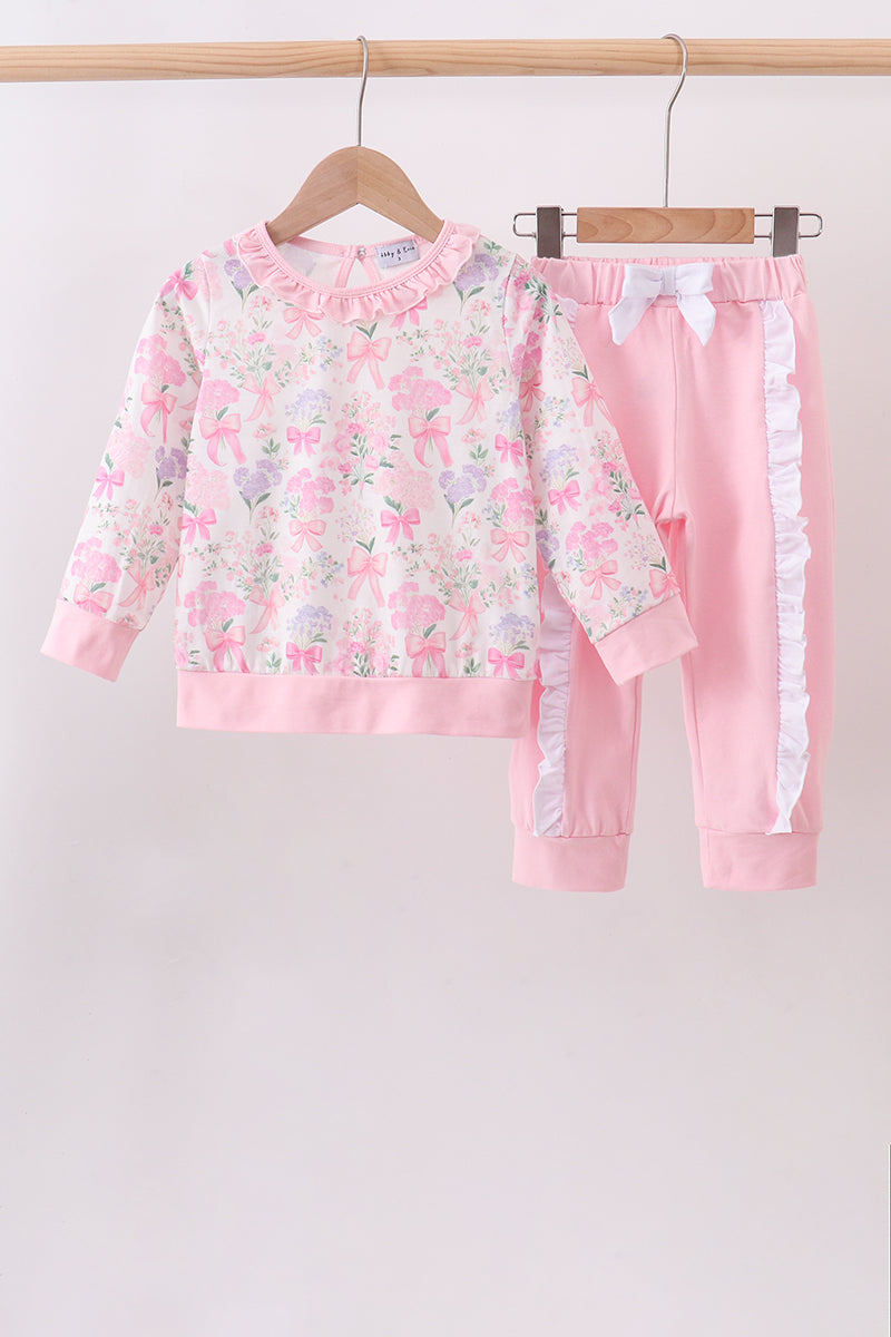 Pink floral jogger set