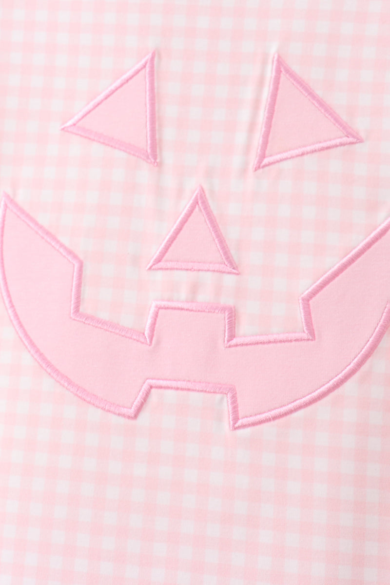 Pink Jack-O-Lantern  Applique Ruffle Shorts Set
