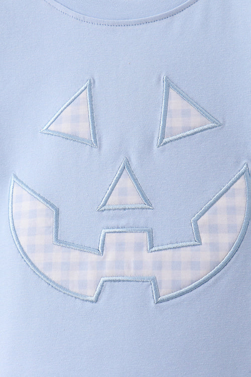 Blue Jack-O-Lantern  Applique Shorts Set