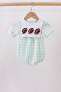 Green football french knot gingham bubble