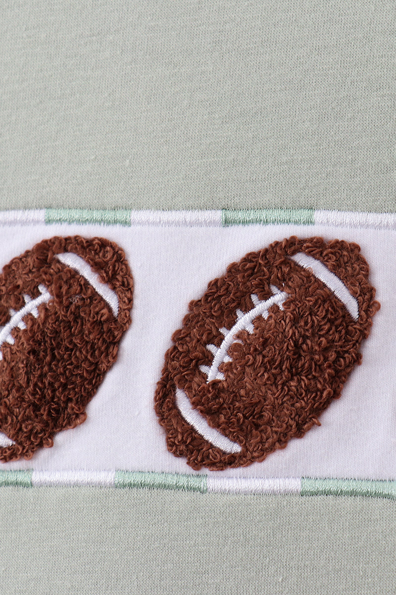 Green football french knot gingham shorts set