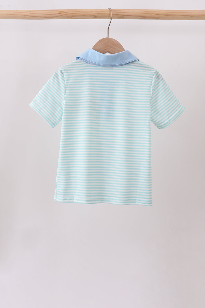 Blue Tool Embroidery Stripe Shirt