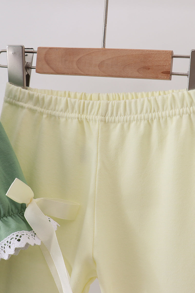 Sage collar smocked lace pants set