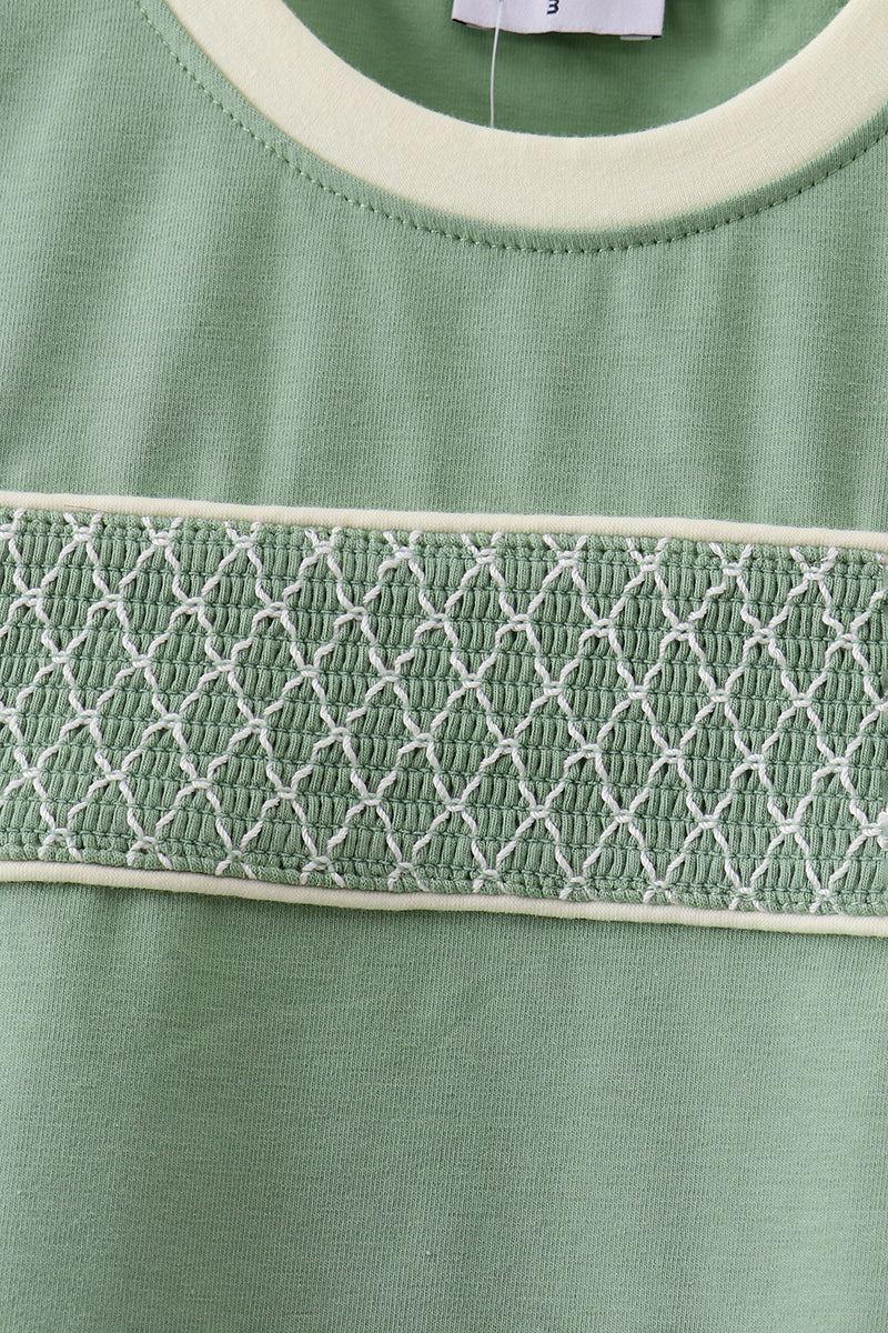 Sage smocked pants set