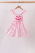 Pink Jack-O-Lantern  Applique Ruffle Dress