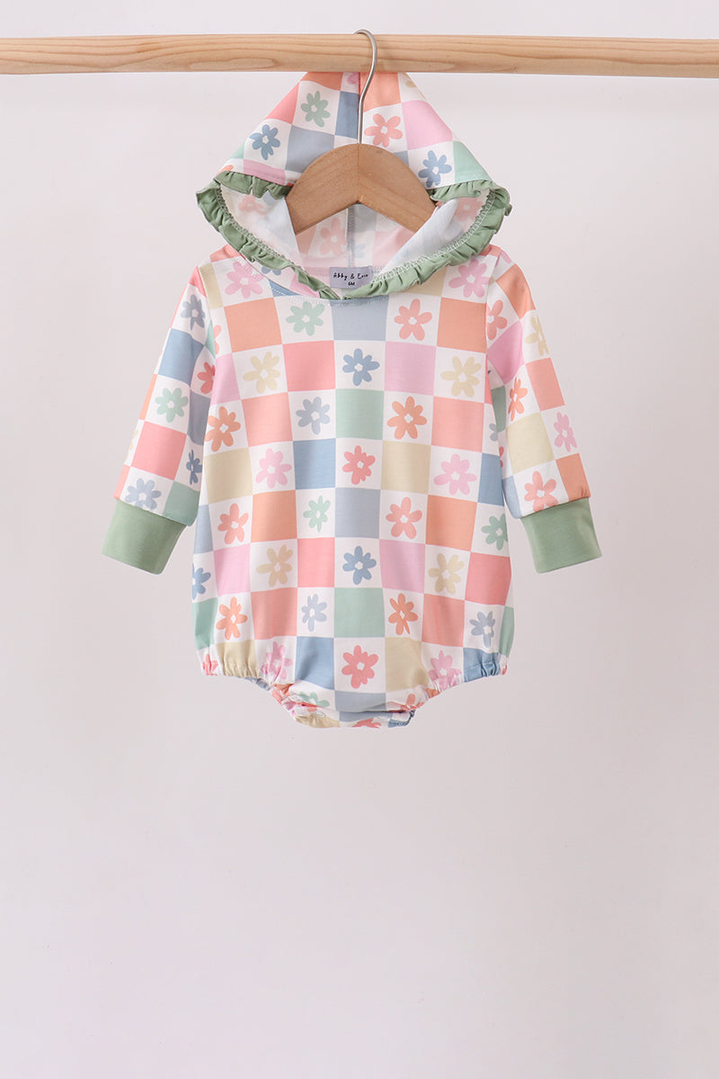 Pastel Daisy Checkerboard Hoodie Bubble
