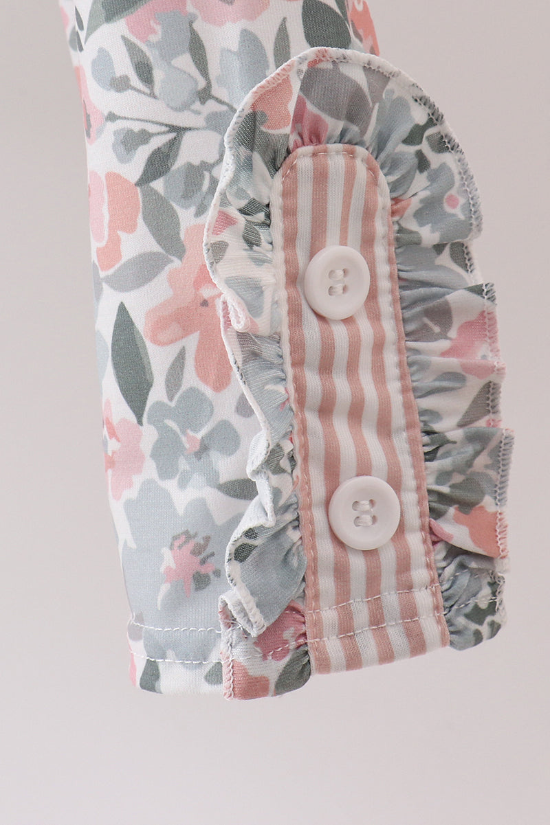 Sage Floral Pumpkin Applique Pants Set