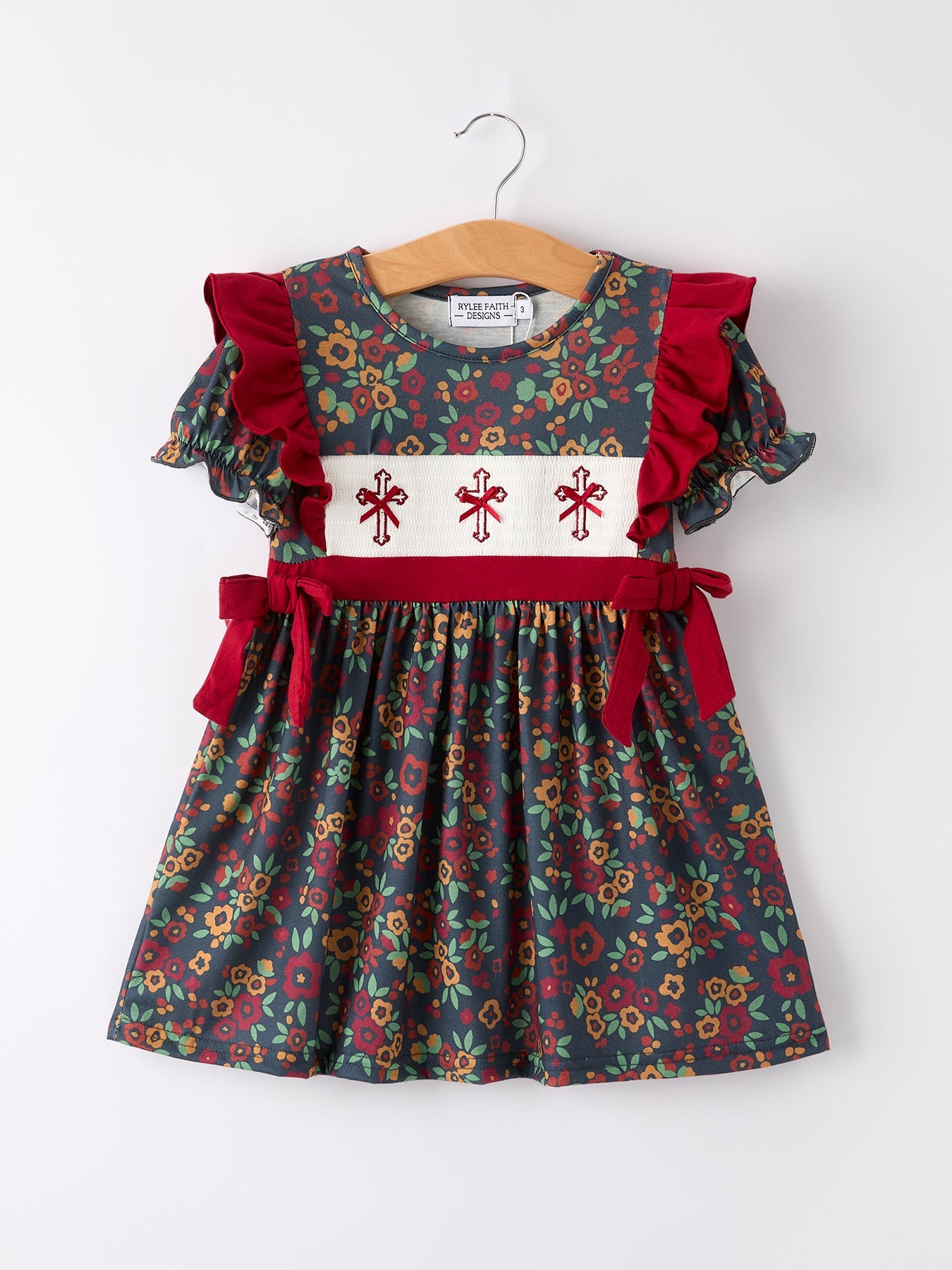 Vintage Floral Smocked Church Christ Bishop Christening Girl Dress