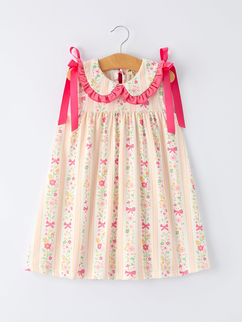 Floral Bow Ruffle Girls Dress