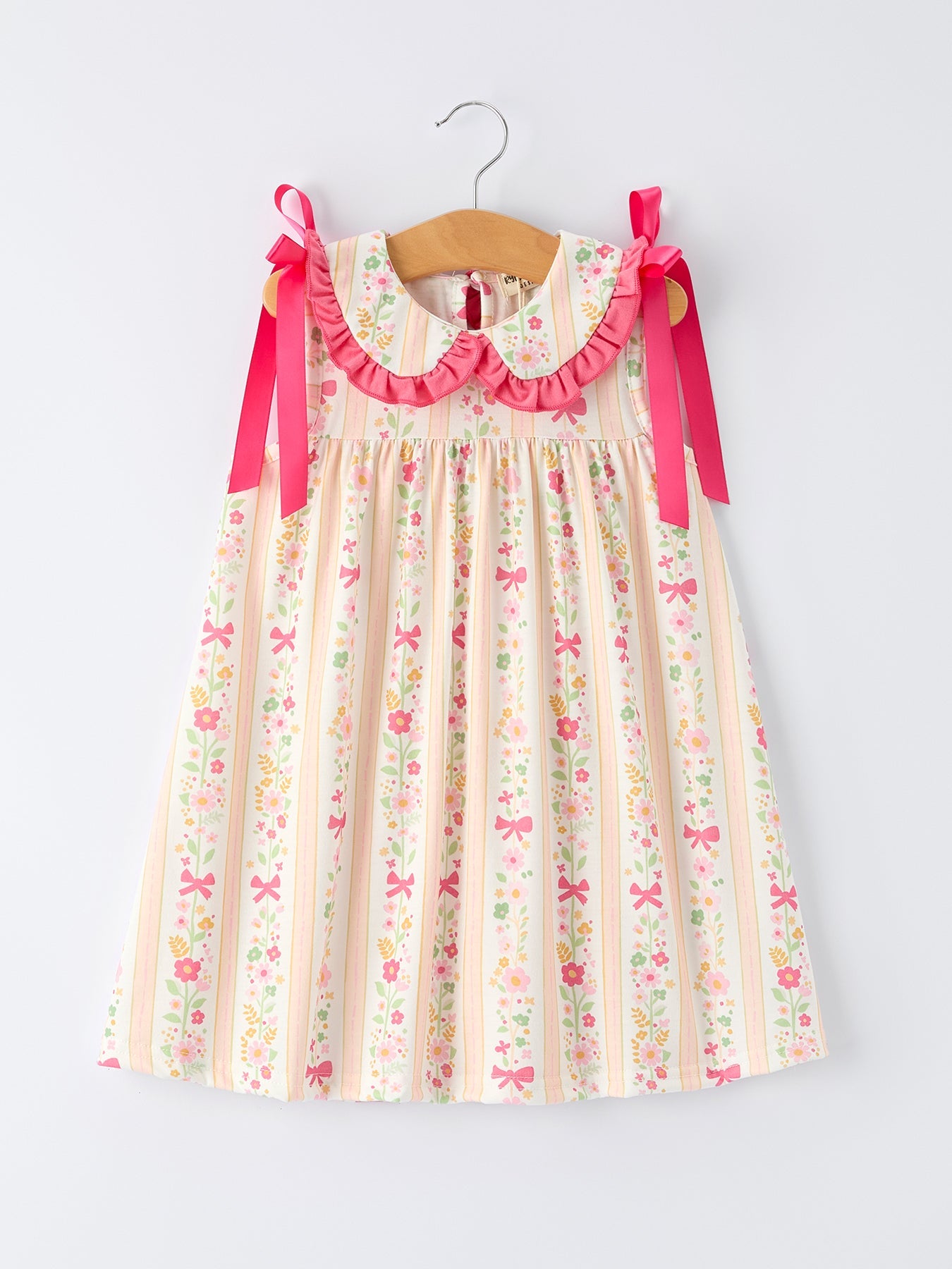 Floral Bow Ruffle Girls Dress