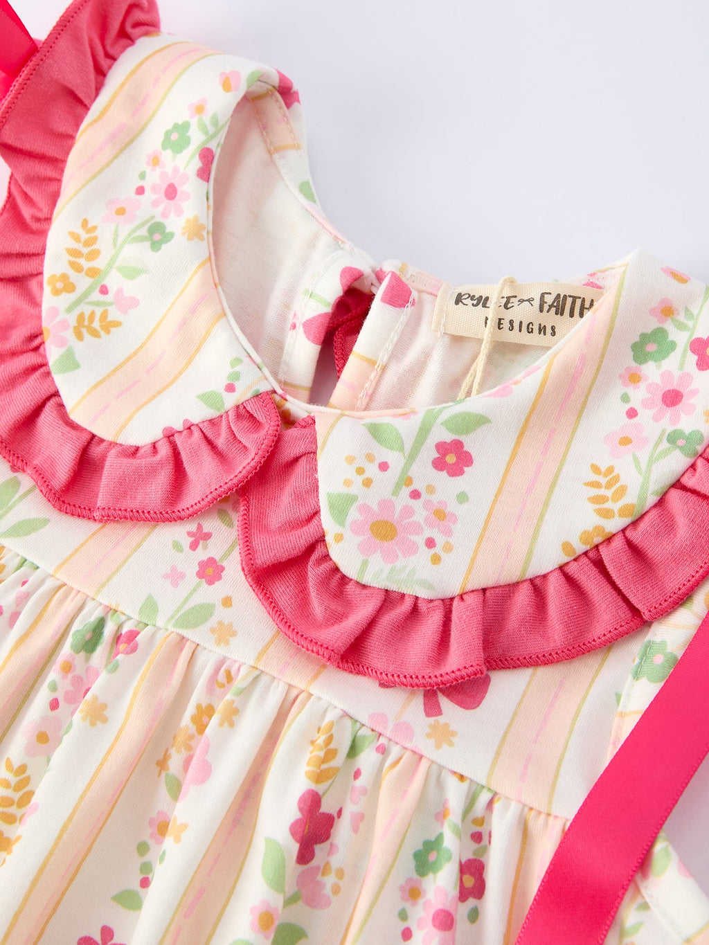 Floral Bow Ruffle Girls Dress