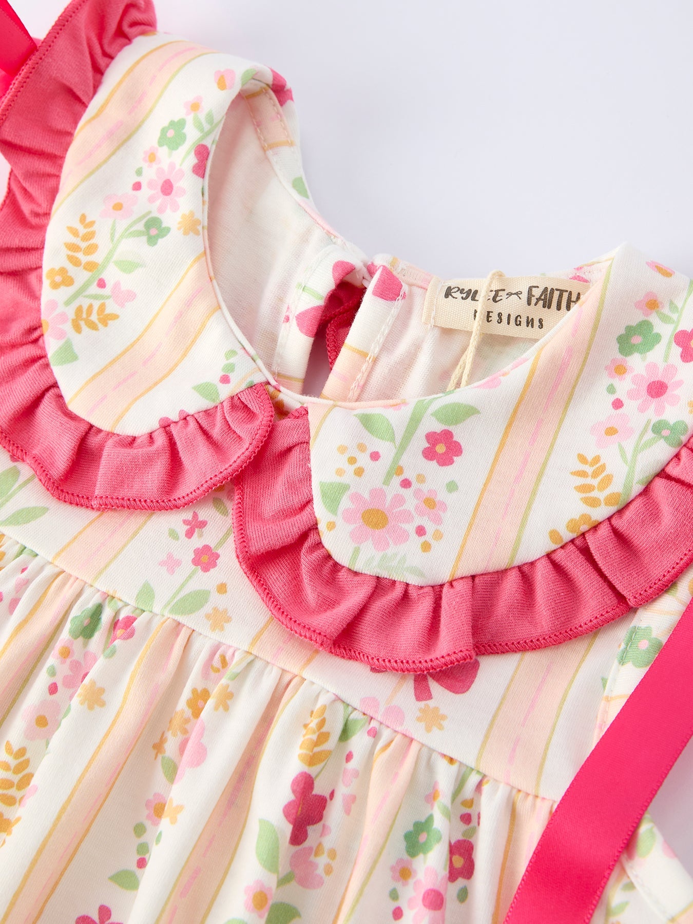 Floral Bow Ruffle Girls Dress
