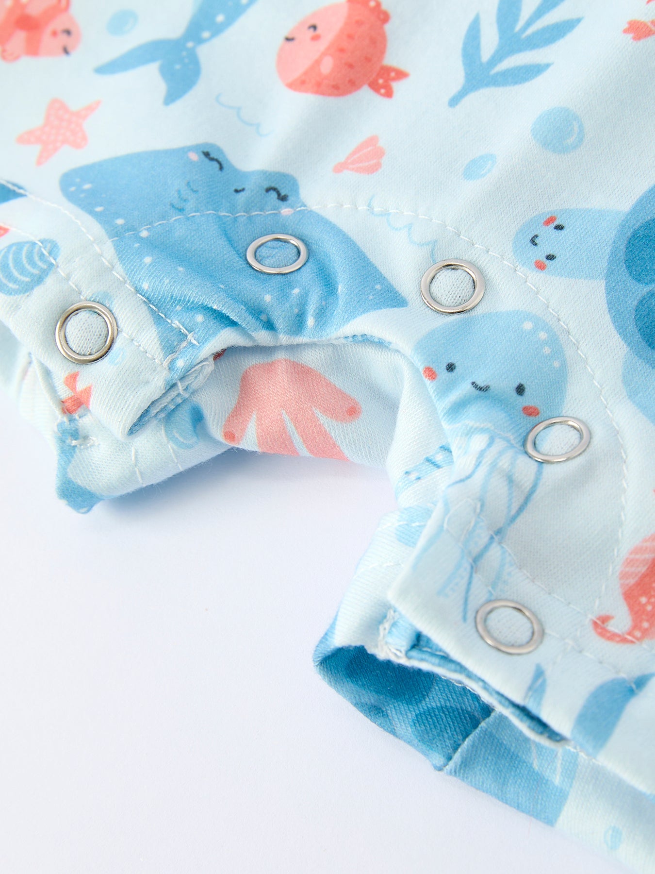 Marine Animal Smocking Embroidered Baby Boys' Romper