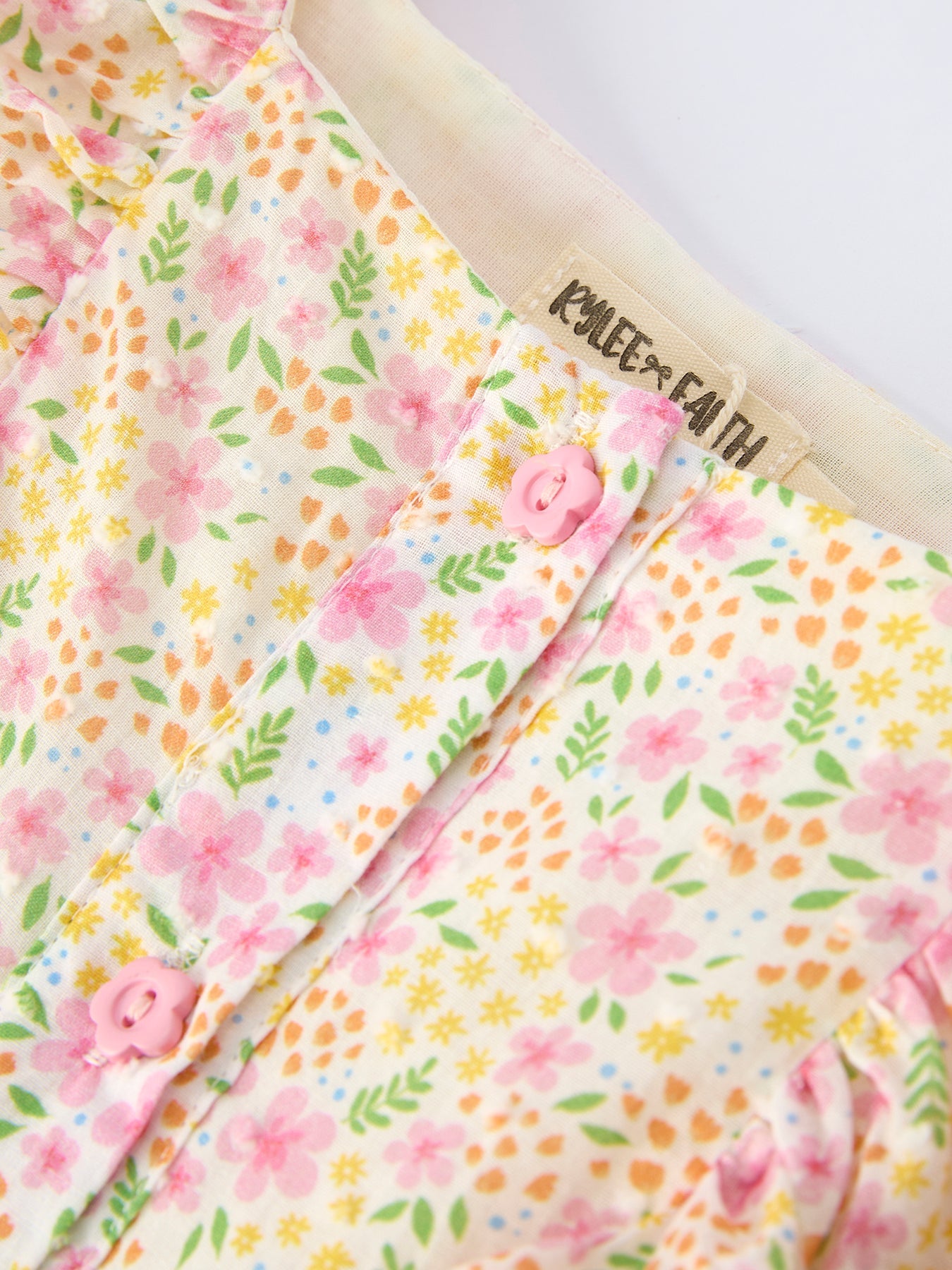 Floral Ruffle Dress With Bow Straw Hat Set