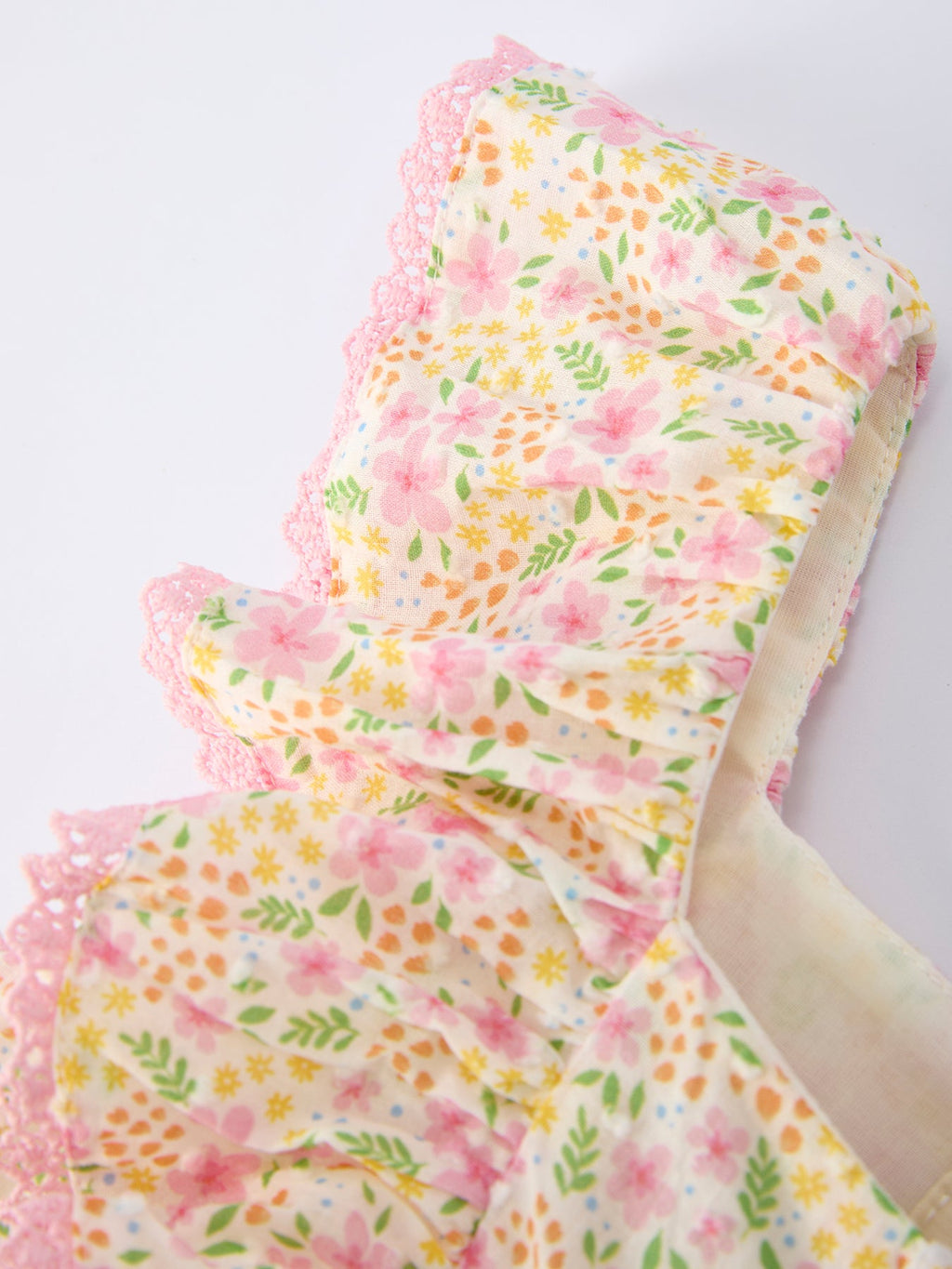 Floral Ruffle Dress With Bow Straw Hat Set