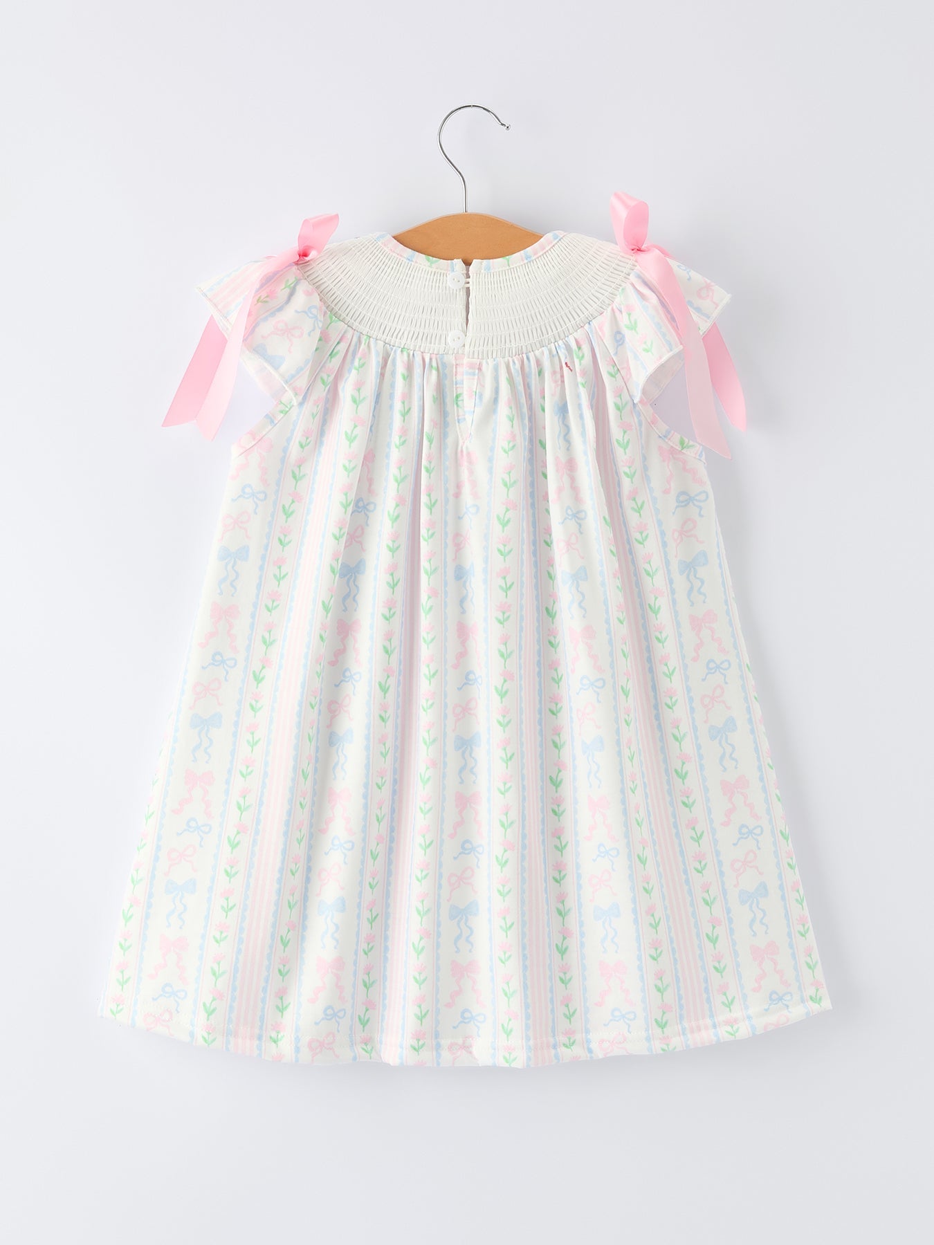 Girl Bow Stripe Smocked Dress