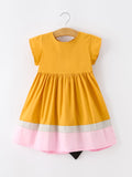 Back To School Pencil Girls Dress Color Block Bow Dress