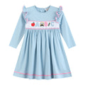 Blue Smocked Knit ABC School Dress