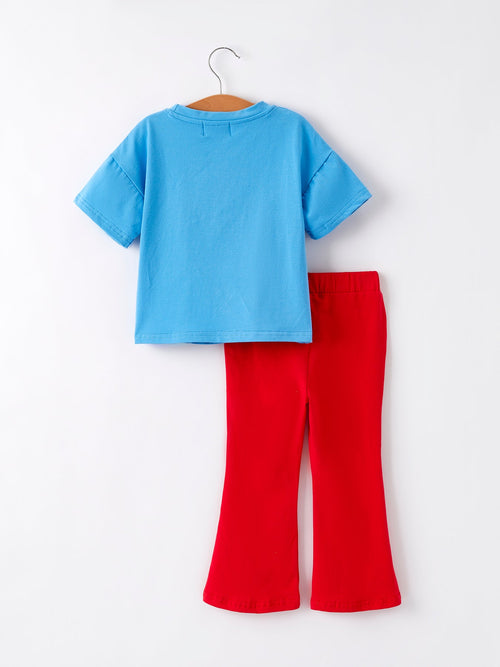 4th of july Star Applique Pearl Embellished Girls Set
