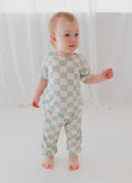 Blue Checkered Bamboo Set
