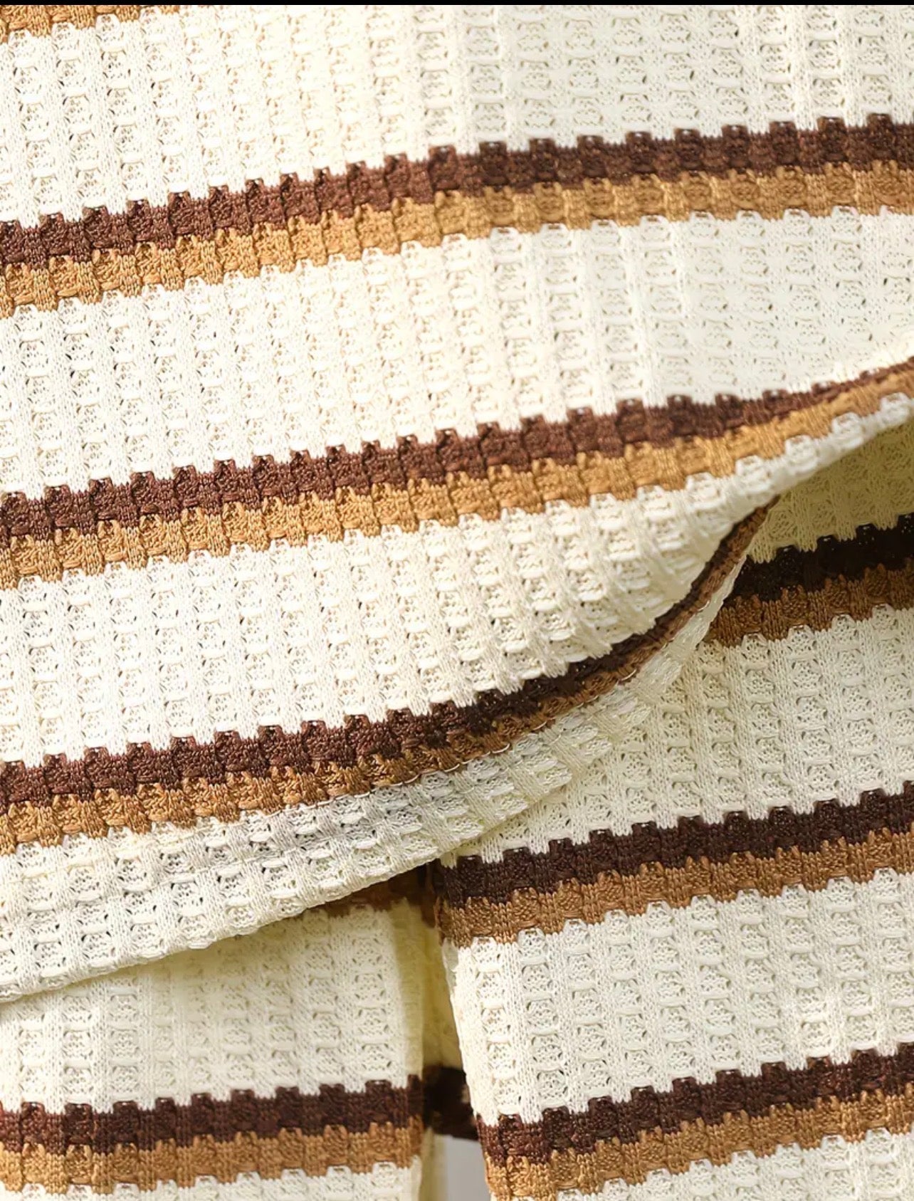 Neutral Striped Waffle Knit Set
