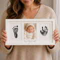 Baby Handprint and Footprint Keepsake Frame - 3-Panel "Love at first sight" Design