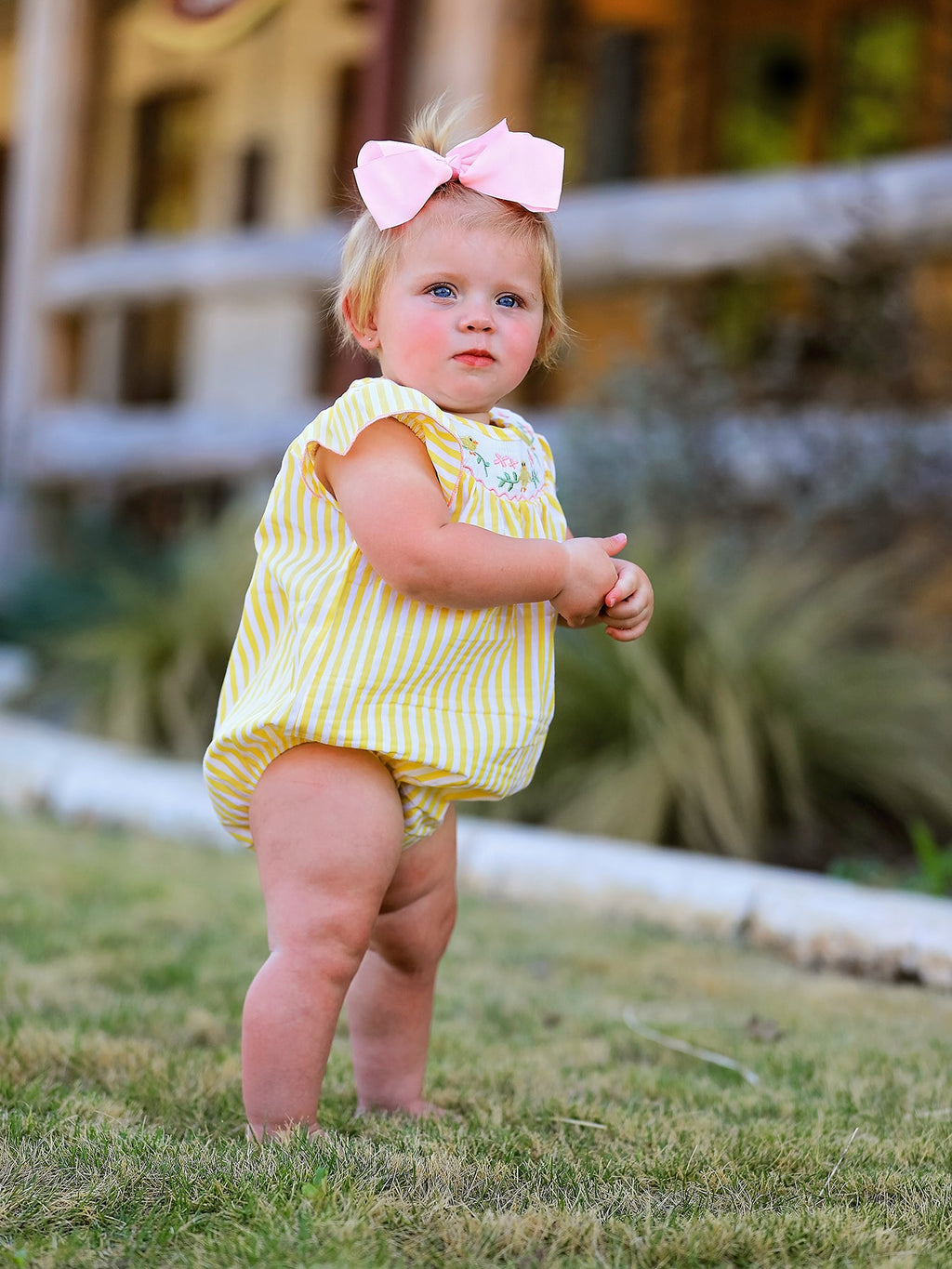 Spring/Summer Chick Floral Embroidery Smocking Girls Romper