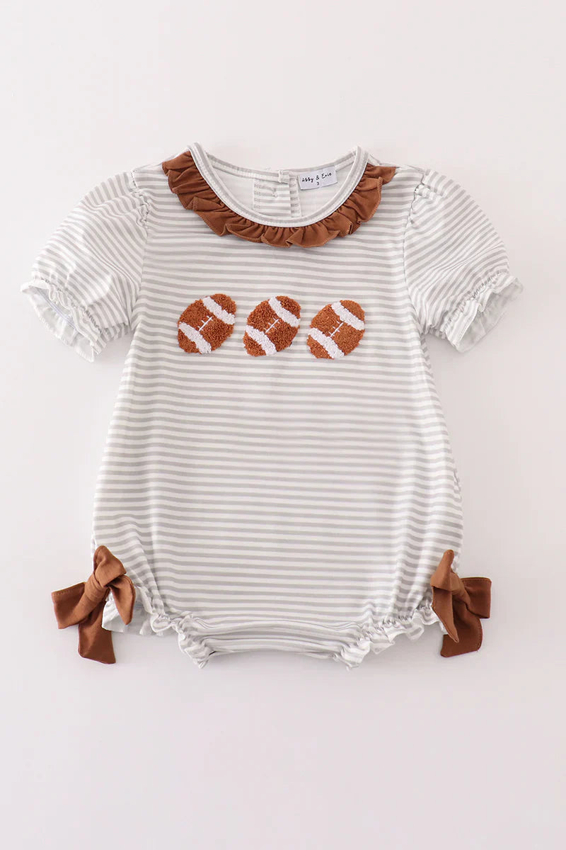 Brown football french knot stripe girl bubble