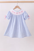 Blue bow smocked dress