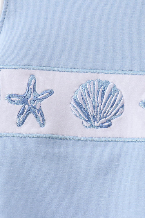 Blue Shells Embroidered Bubble