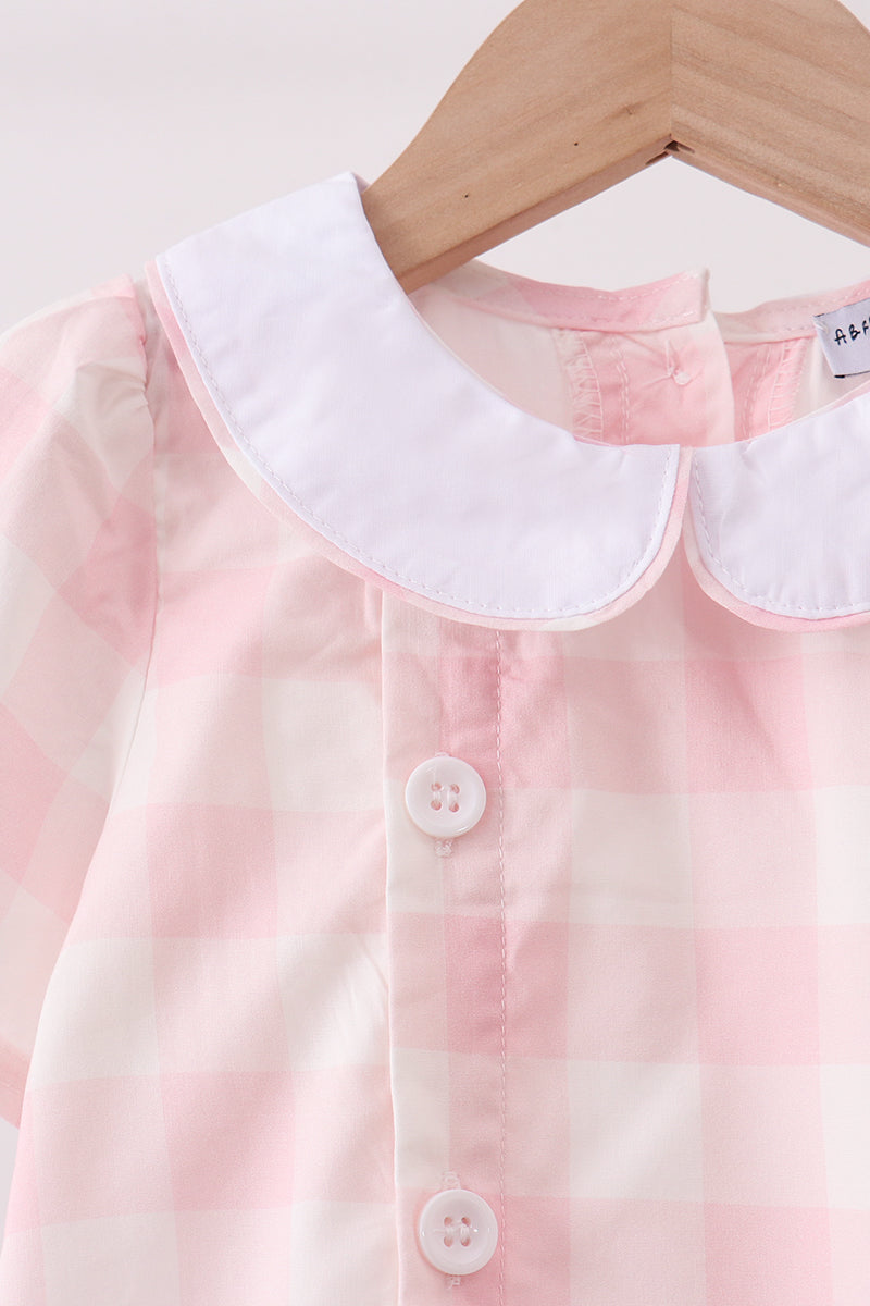 Pink gingham button bubble