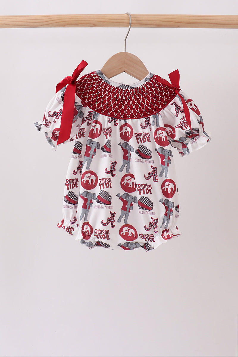 Maroon Alabama Smocked Bubble