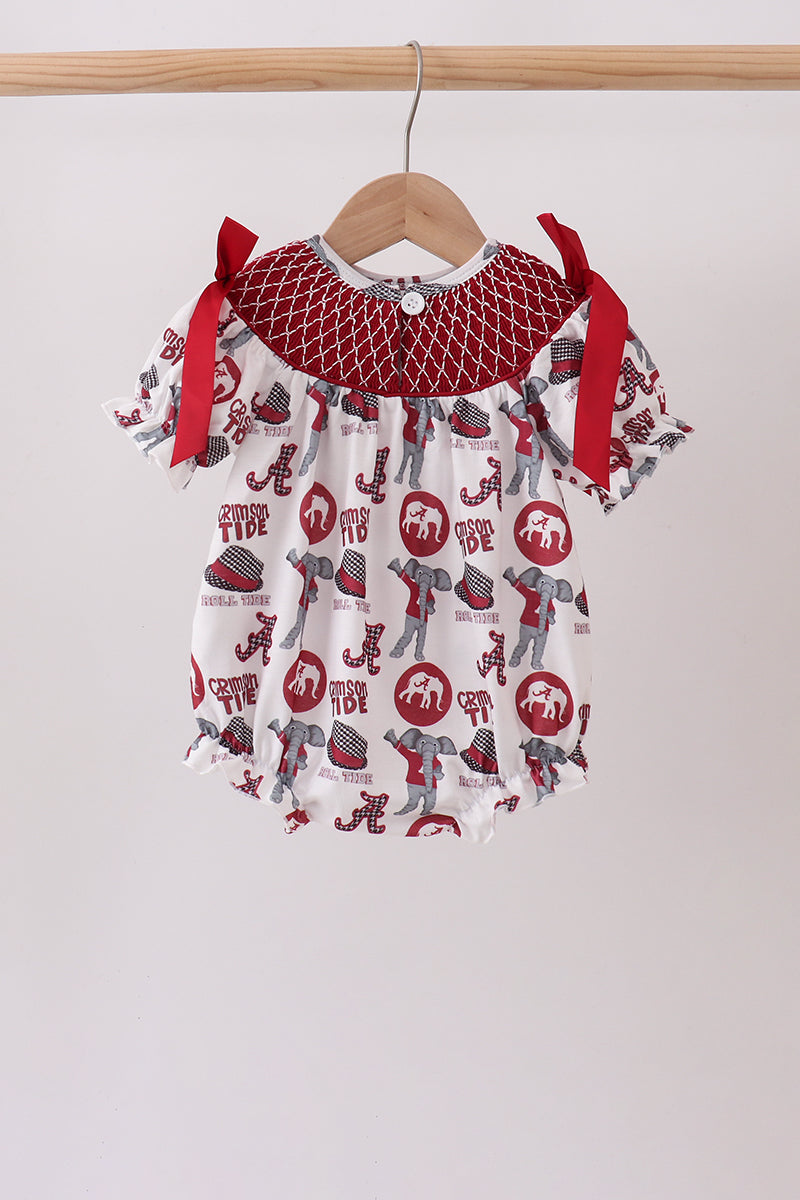 Maroon Alabama Smocked Bubble