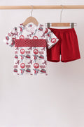 Maroon Alabama Smocked Shorts Set