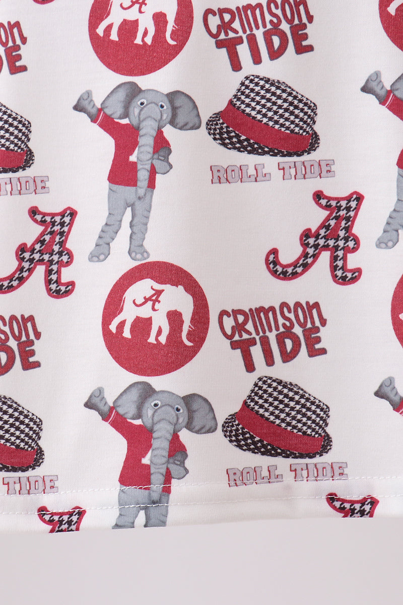 Maroon Alabama Smocked Shorts Set