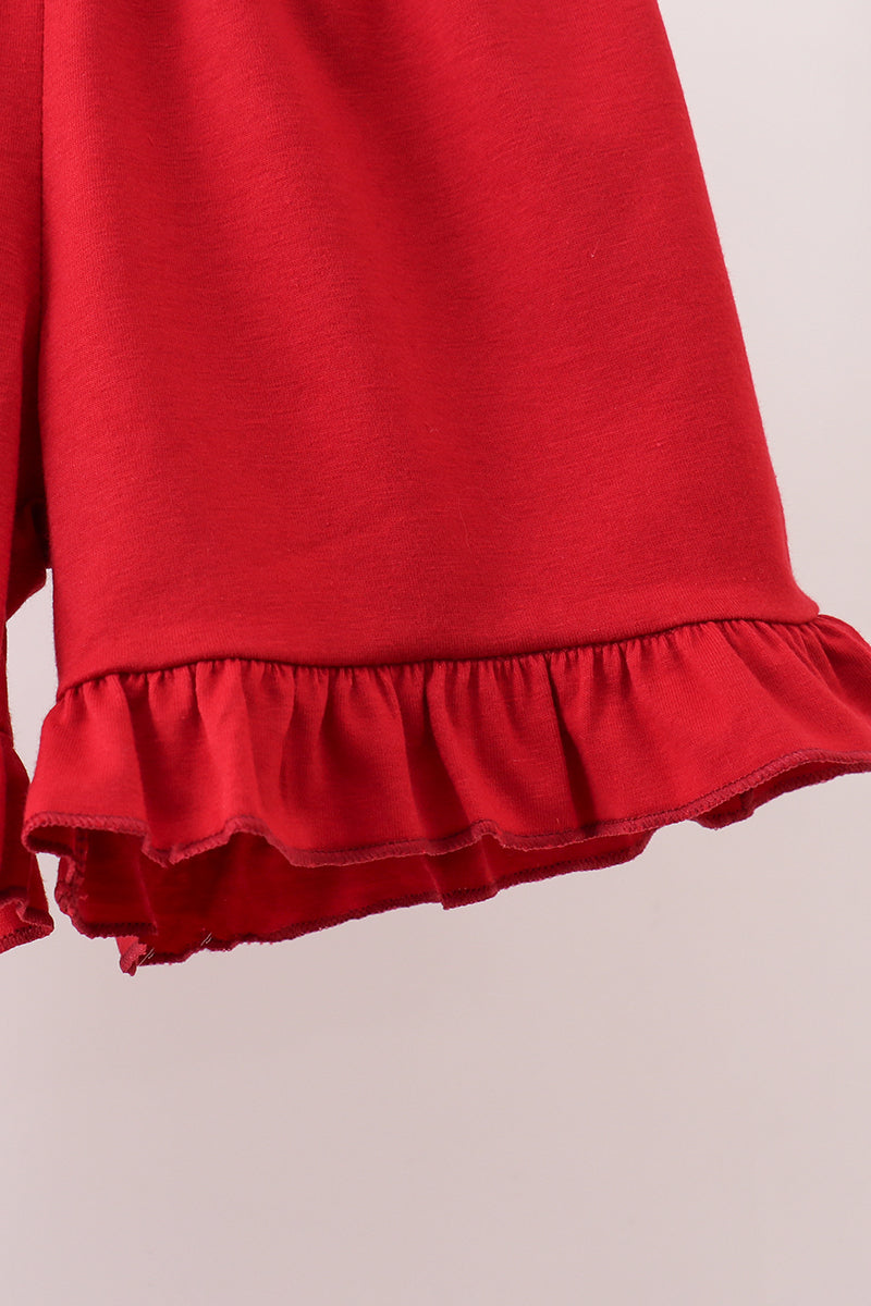 Maroon Alabama Applique Ruffle Shorts Set
