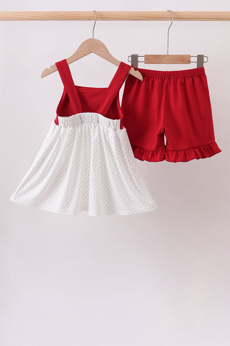 Maroon Alabama Applique Ruffle Shorts Set