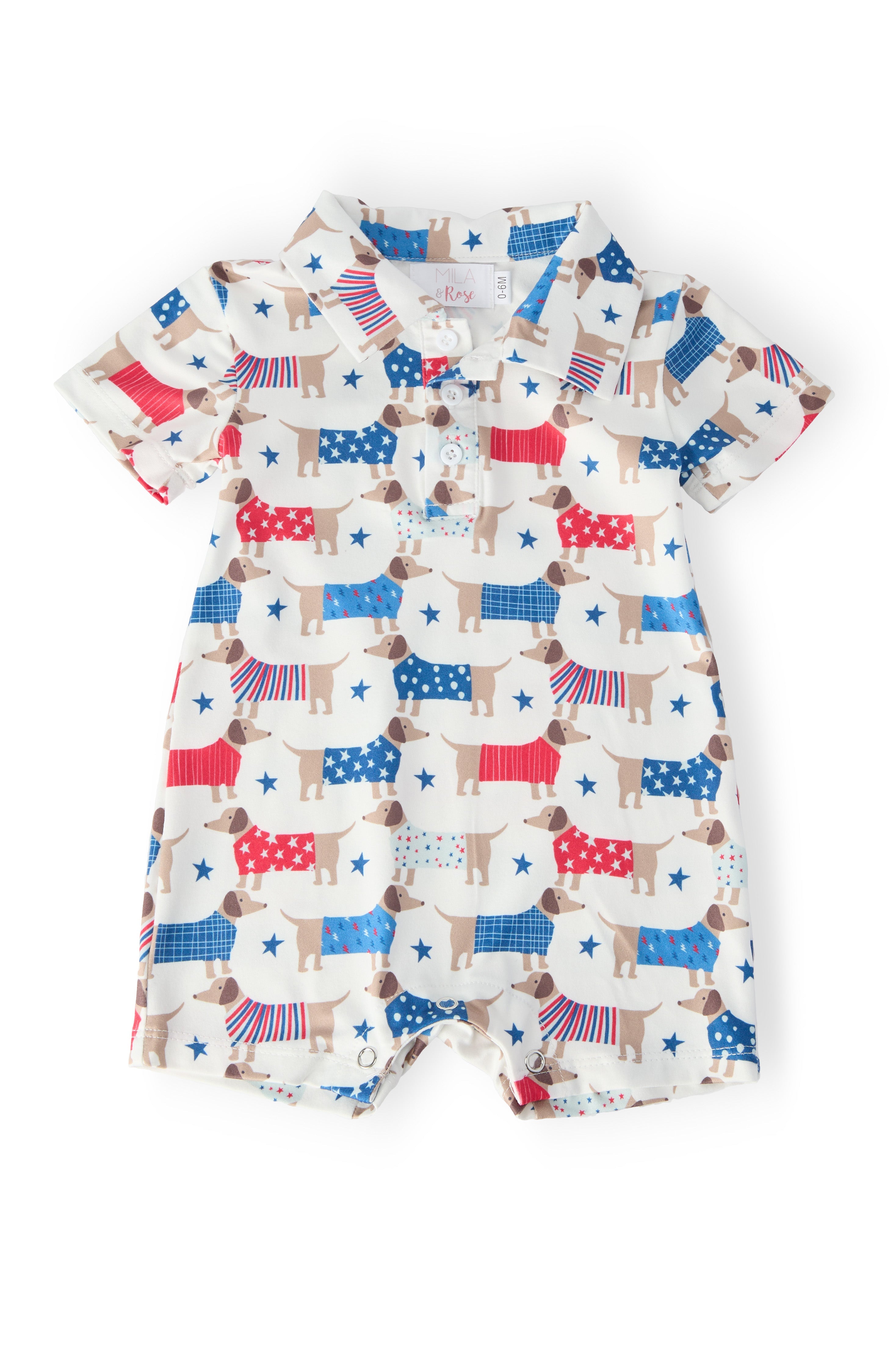 Patriotic Pups Polo Shorty One-Piece