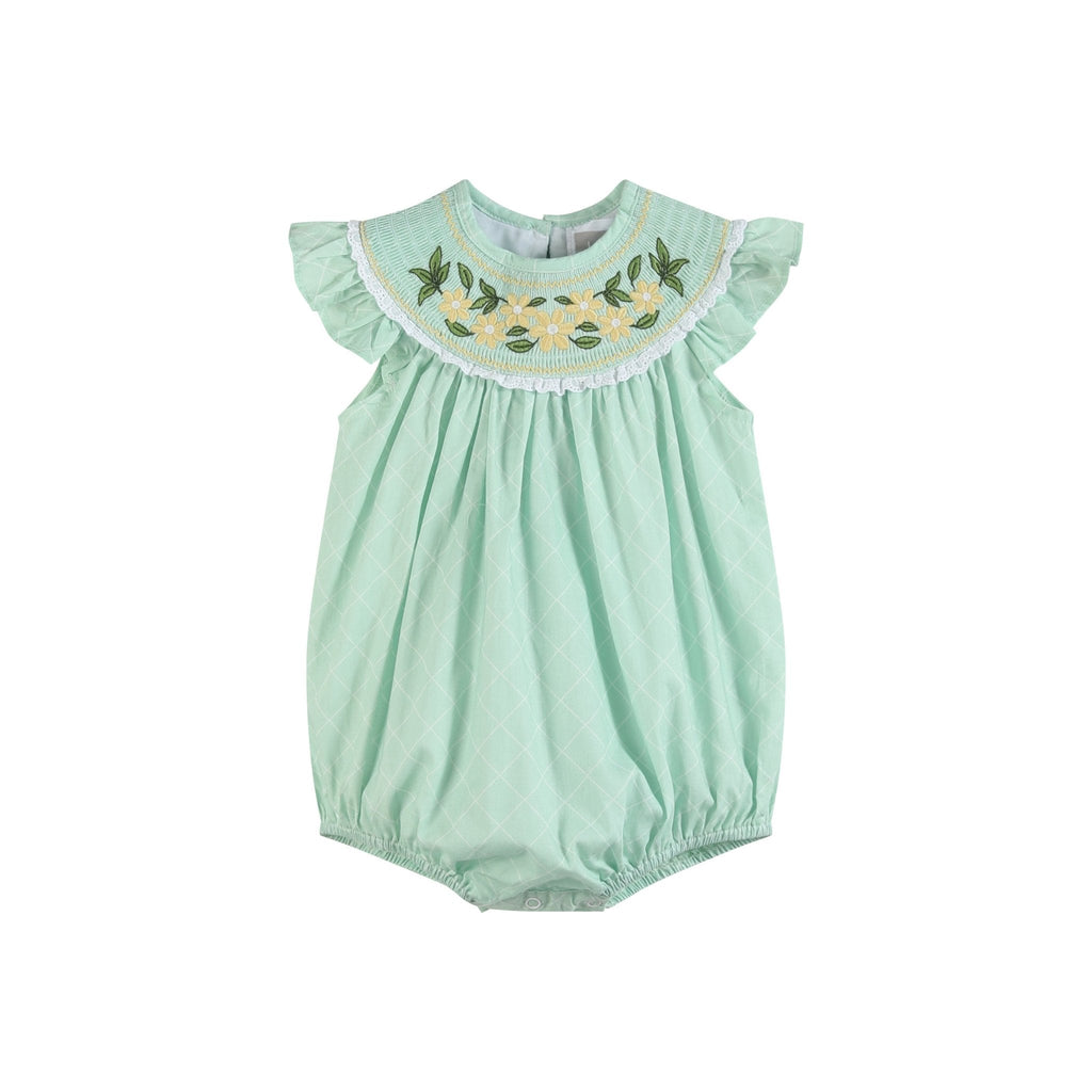 Aqua Daisy Smocked Romper