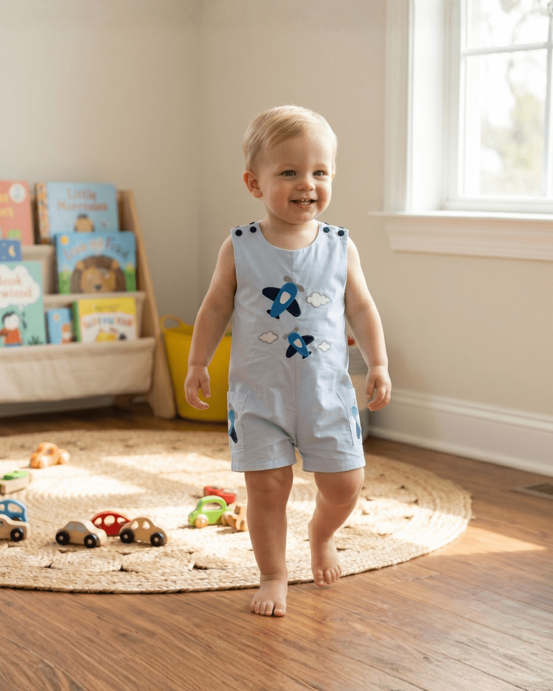 Blue Airplane Pockets Shortalls