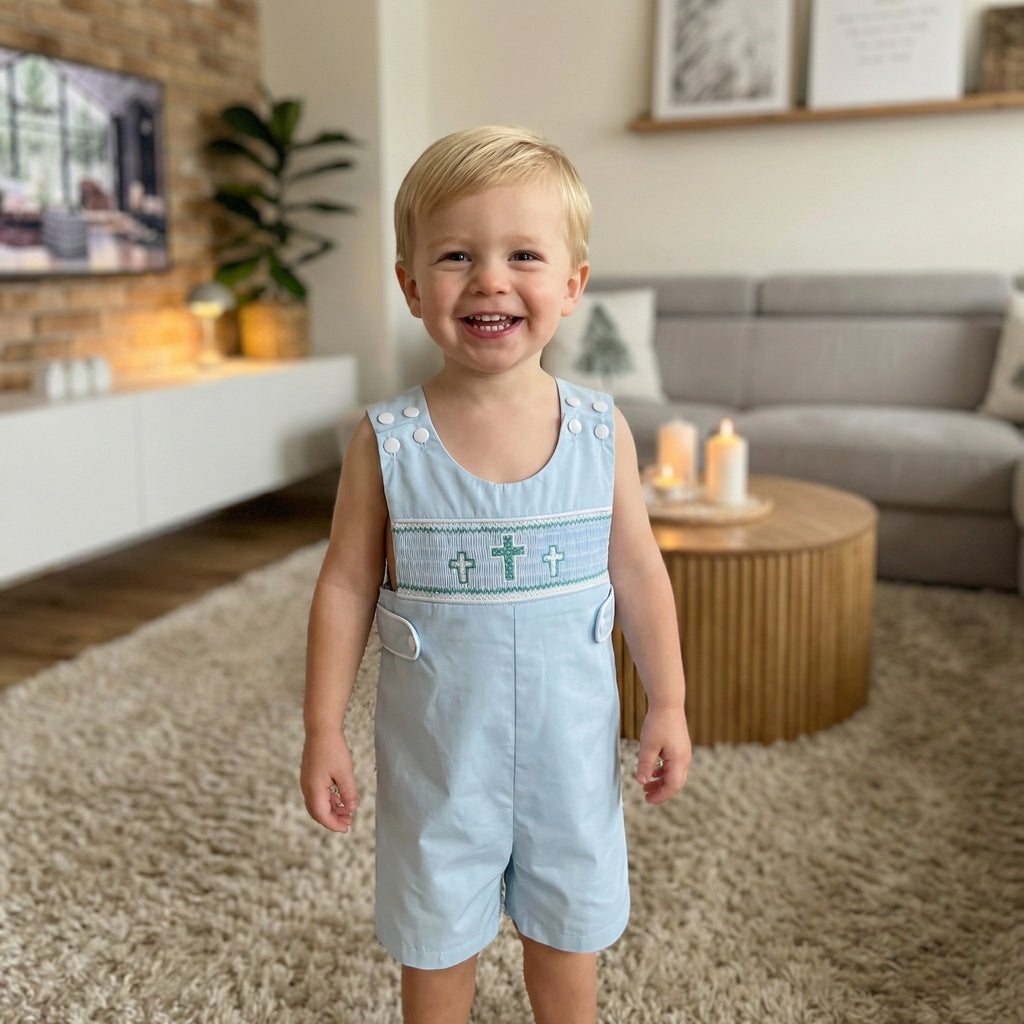 Blue Crosses Smocked JonJon