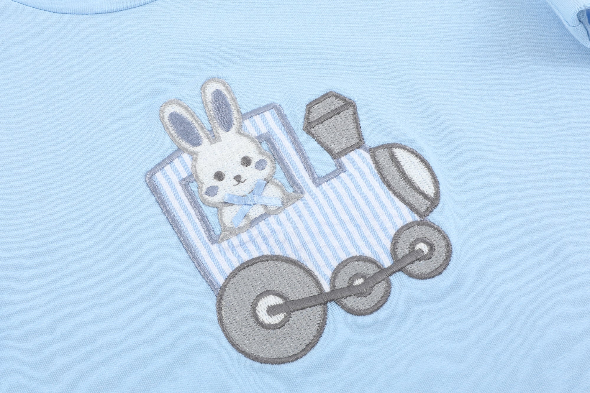 Blue Train T-Shirt and Seersucker Shorts Set