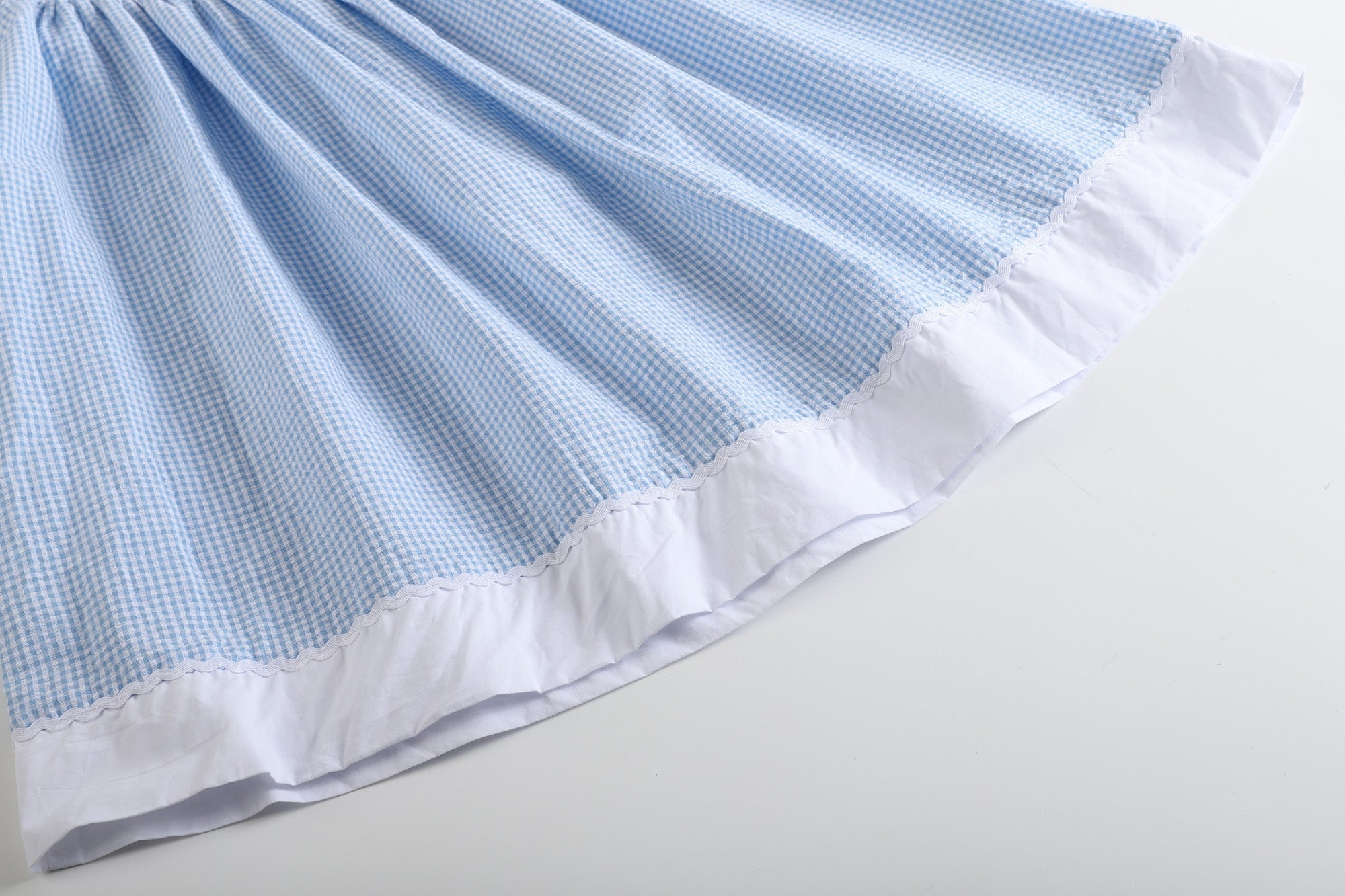 Blue Gingham Bunny Smocked Bishop Dress