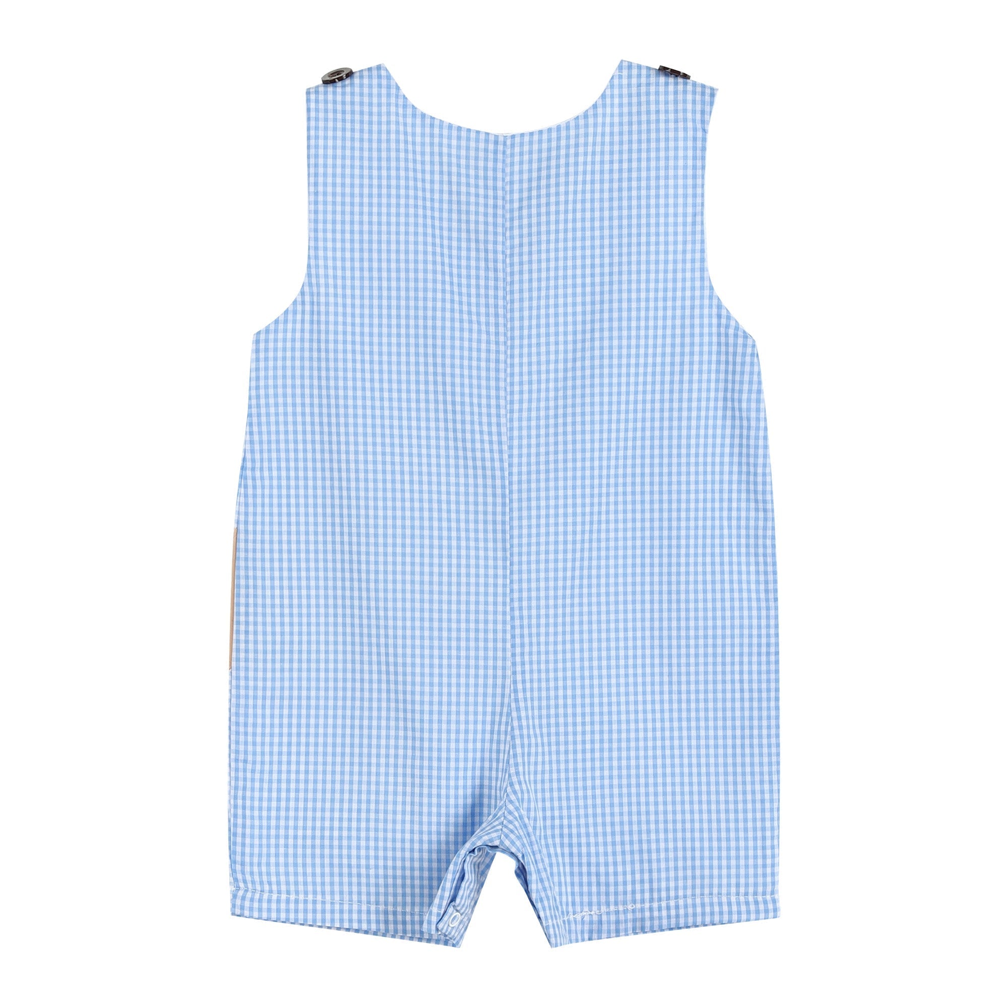 Blue Gingham Puppy Shortalls