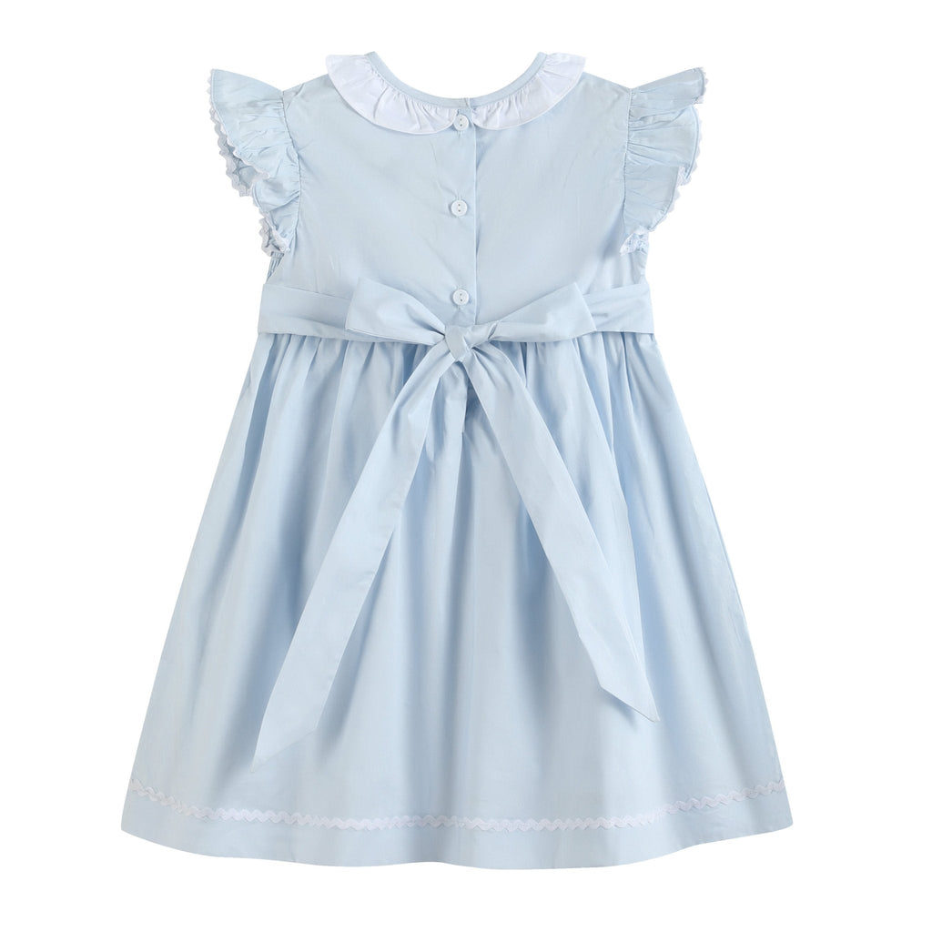 Blue Ruffled Crosses Smocked Dress